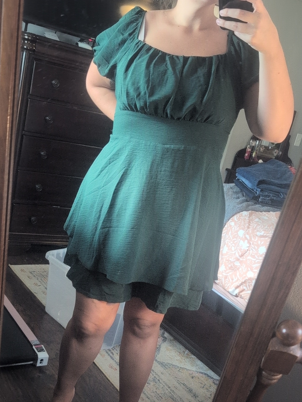 ARULA Dark Green Satin Romper